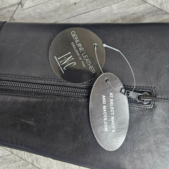 INC Black Leather Riding Boots With Buckle Detail Studded Sole Womens 7M New - Picture 15 of 16